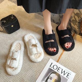 Plain Fleece Slide Sandals