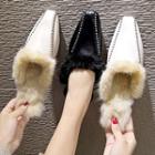 Beaded Faux Fur Lined Mules
