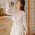 Ruffle Trim Lace Cropped Cardigan
