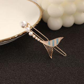 Mermaid Tail Faux Pearl Hair Clip White Faux Pearl - Gold - One Size