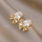 Rhinestone Bow Alloy Dangle Earring 1 Pair - Gold - One Size