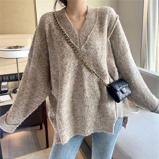 V-neck Loose-fit Asymmetric Sweater