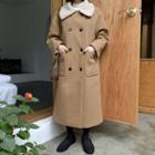 Plus Size Fleece-collar Double-breasted Coat