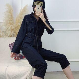 Long-sleeve Pocket Jumpsuit
