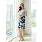 Floral H-line Midi Satin Skirt