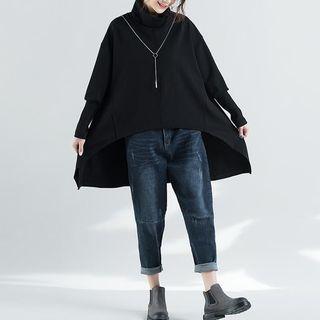 Dip Back Turtleneck Pullover