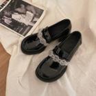 Faux Crystal Mary Jane Faux Leather Loafers
