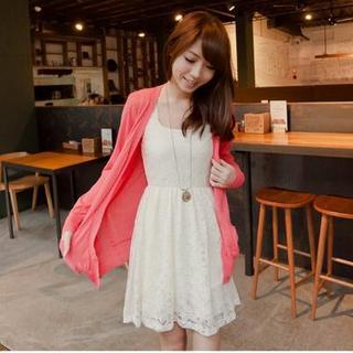 Long Sleeve Knit Cardigan Red - One Size