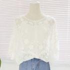 Elbow Sleeve Lace Top