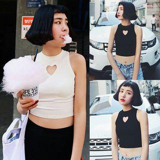 Heart Cut Out Cropped Tank Top
