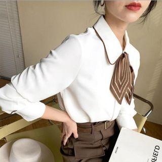 Collar Tie-neck Blouse