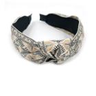 Embroidered Knot Headband Black & Almond & White - One Size