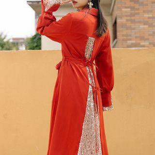 Sequined Long Button Jacket
