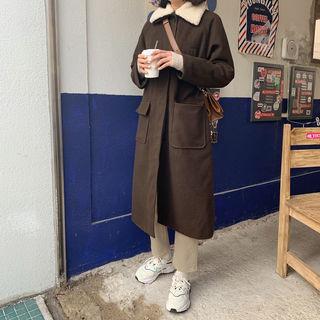 Faux-fur Collar Wool Blend Coat
