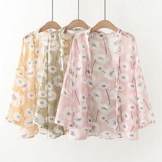 Floral Button Front Long-sleeve Light Jacket