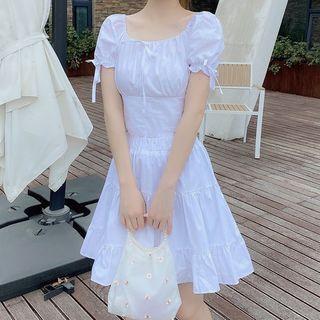 Bow Short-sleeve Top / A-line Skirt