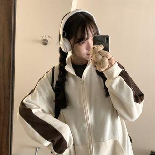 Stand Collar Two-tone Zip-up Jacket