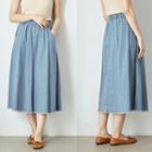 Elasticized Waist Denim A-line Skirt