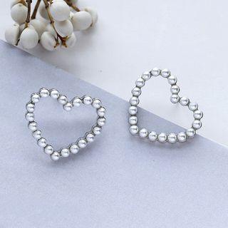Faux Pearl Heart Earring E181 - 1 Pair - Earrings - One Size