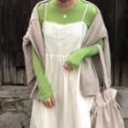 Plain Long-sleeve Slim-fit Top / A-line Sleeveless Dress