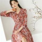 Tall Size Patterned Tie-waist Dress