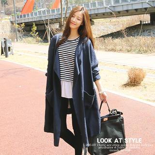 Drop-shoulder Open-front Coat