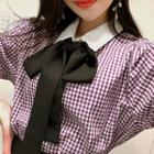 Tie-front Gingham Blouse