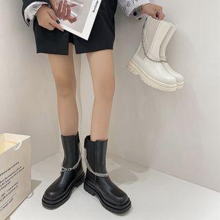 Chained Platform Mid-calf Chelsea Boots