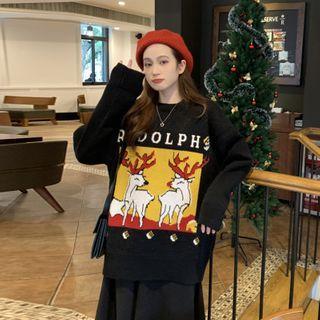 Deer Printed Knit Sweater