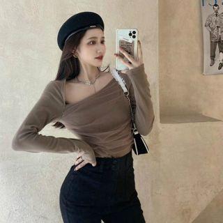 Plain Mesh Pleated Top