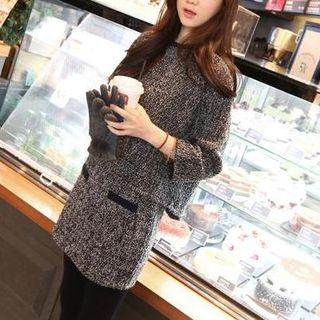 Set: Tweed Long-sleeve Top + Tweed Skirt