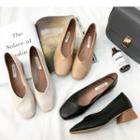 Faux Leather Block-heel Shoes