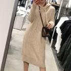 Hooded Midi Cable Knit Sweater Dress