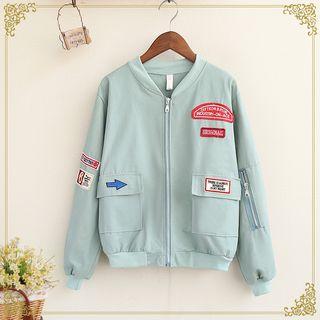 Patch Embroidered Bomber Jacket