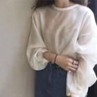 Long-sleeve Sheer Top White - One Size