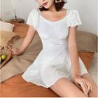 Short-sleeve Velvet Swim Dress