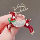Christmas Deer Rhinestone Alloy Brooch Ly2020 - Red - One Size