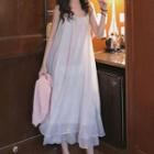 Spaghetti Strap A-line Dress White - One Size
