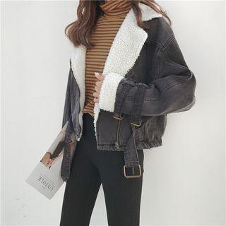 Fleece-lined Zip Denim Jacket