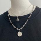 Flower Cherry Pendant Layered Necklace Silver - One Size
