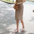Slit-detail Zip-side Skirt