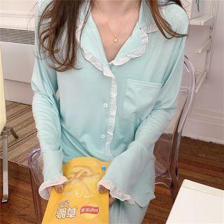 Set: Ruffle Trim Shirt + Pants