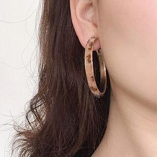 Leopard Print Flannel Alloy Hoop Earring