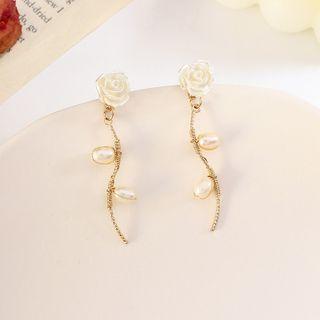 Rose Freshwater Pearl Drop Earring
