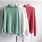 Turtle Neck Fluffy Sweater