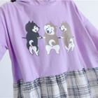 Short-sleeve Dog Print Hooded Dress