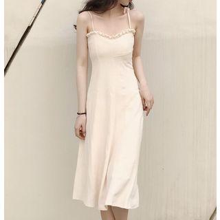 Ruffled-trim Spaghetti-strap Dress