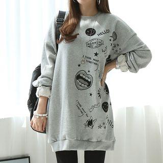 Printed Long Thick Sweatshirt