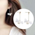 Bow Faux Pearl Dangle Earring 1 Pair - White - One Size