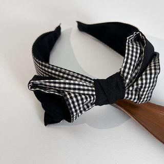 Check Bow Headband Gingham - Black - One Size